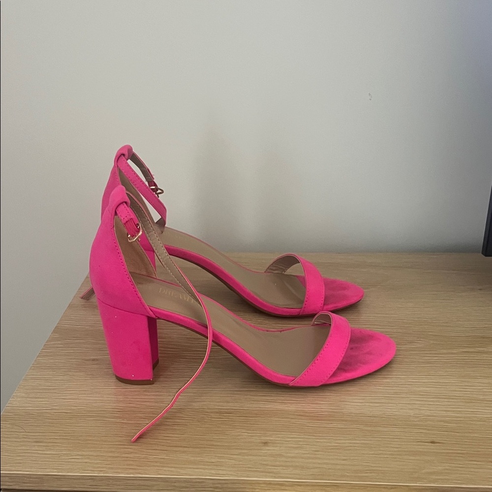 Dream Pairs Vibrant Pink Block Heel Sandals